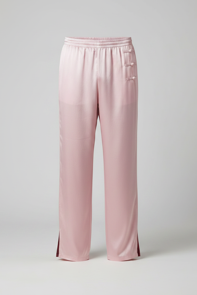 Pantalon Chinois Rose Satiné Ample Homme Décontracté - vue 3