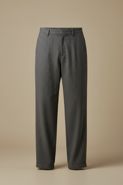 Pantalon Chinois Gris Décontracté Ample Homme Droit Simple - Laine - vue 3