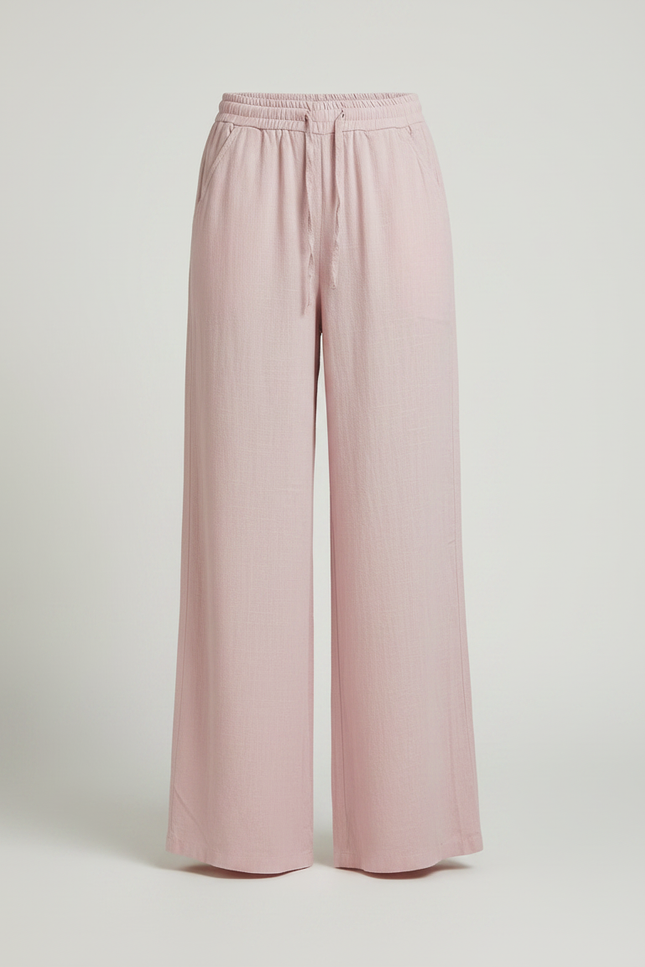 Pantalon Chinois Rose Lin Ample Fluide Cordon - vue 3