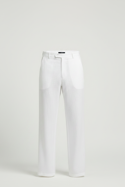 Pantalon Chinois Blanc Lin Ample Décontracté Homme - vue 3
