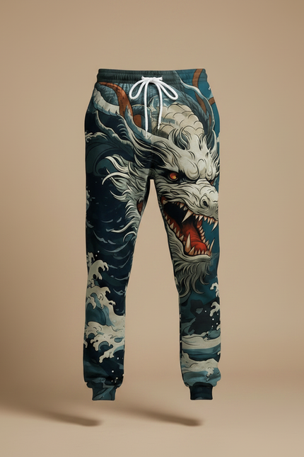 Pantalon Chinois Jogger Dragon Bleu Marine Décontracté - Molleton - vue 3