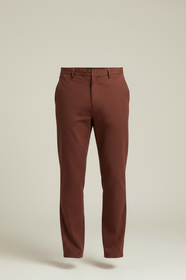 Pantalon Chinois Marron Droit Coton Décontracté Homme - vue 3