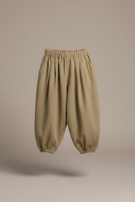 Pantalon Chinois Coton Ample Garçon Vert Kaki - vue 3