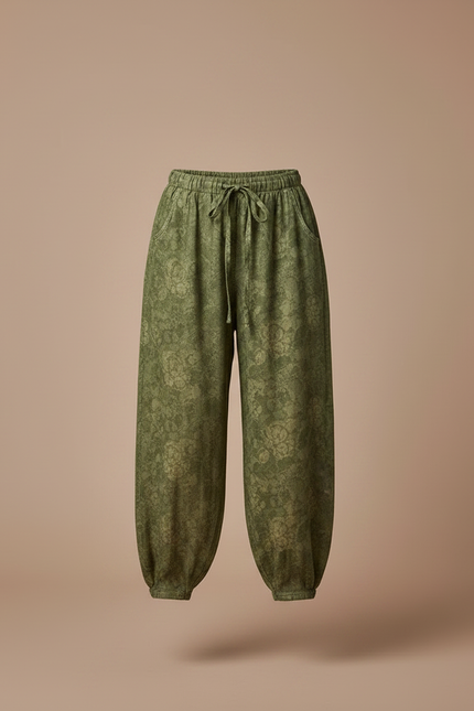 Pantalon Chinois Vert Ample Motif Floral Fille - Viscose - vue 3