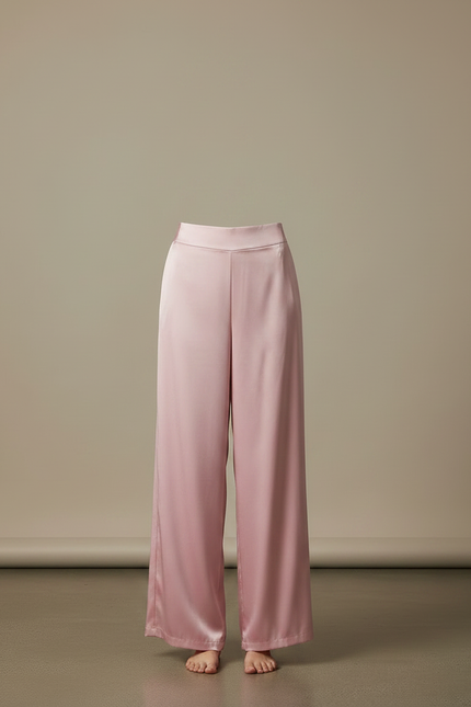 Pantalon Chinois Rose Satiné Ample Fluide Élégant - vue 3