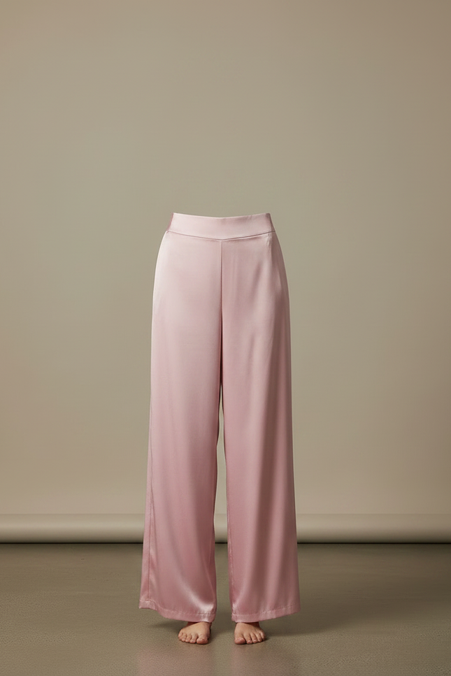 Pantalon Chinois Rose Satiné Ample Fluide Élégant - vue 3