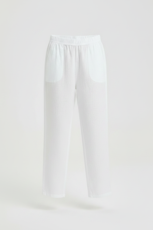 Pantalon Chinois Blanc Coton Ample Respirant Enfant - Lin - vue 3