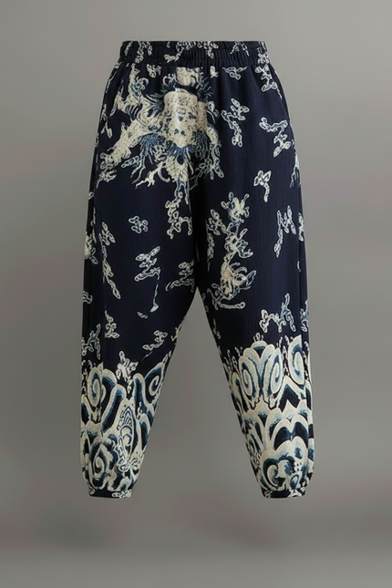 Pantalon Chinois Harem Coton Imprimé Vintage Ample - vue 3
