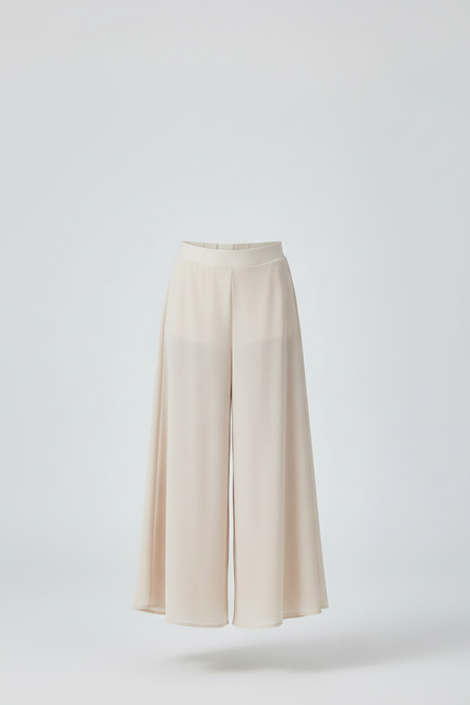 Pantalon Chinois Crème Fluide Ample Chiffon Enfant - Beige Polyester - vue 3
