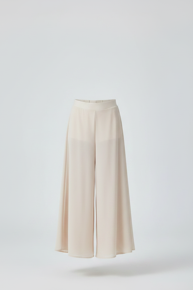 Pantalon Chinois Crème Fluide Ample Chiffon Enfant - Beige Polyester - vue 3
