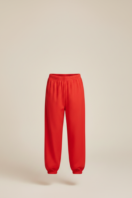 Pantalon Chinois Rouge Élastiqué Fluide Enfant Coton - vue 3