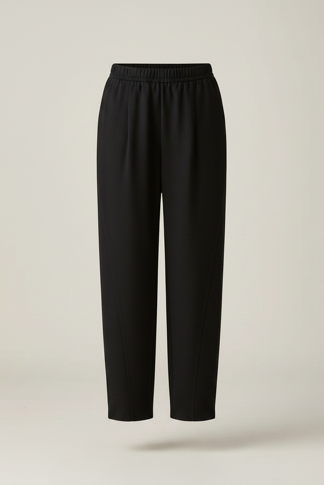 Pantalon Chinois Noir Ample Fluide Élastiqué Élégant Femme - Polyester - vue 3