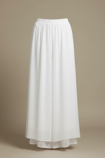Pantalon Chinois Blanc Fluide Ample Élégant Femme - Soie - vue 3