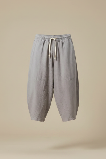 Pantalon Chinois Lin Coton Ample Harem Gris Homme - vue 3