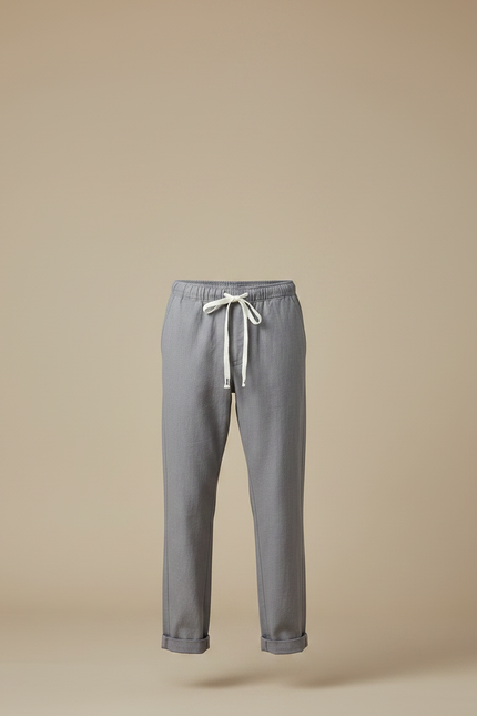 Pantalon Chinois Gris Lin Décontracté Homme Simple Léger - vue 3