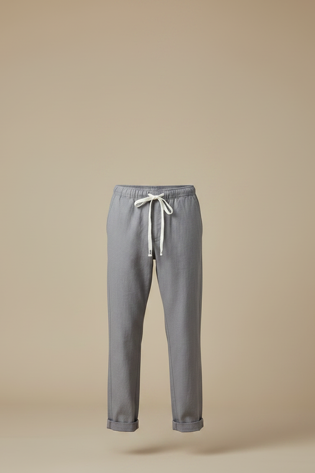 Pantalon Chinois Gris Lin Décontracté Homme Simple Léger - vue 3