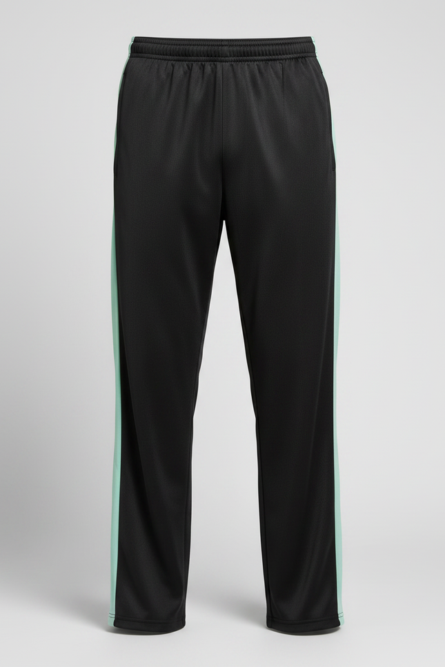 Pantalon Chinois Noir Bandes Vertes Sport Homme - Polyester - vue 3