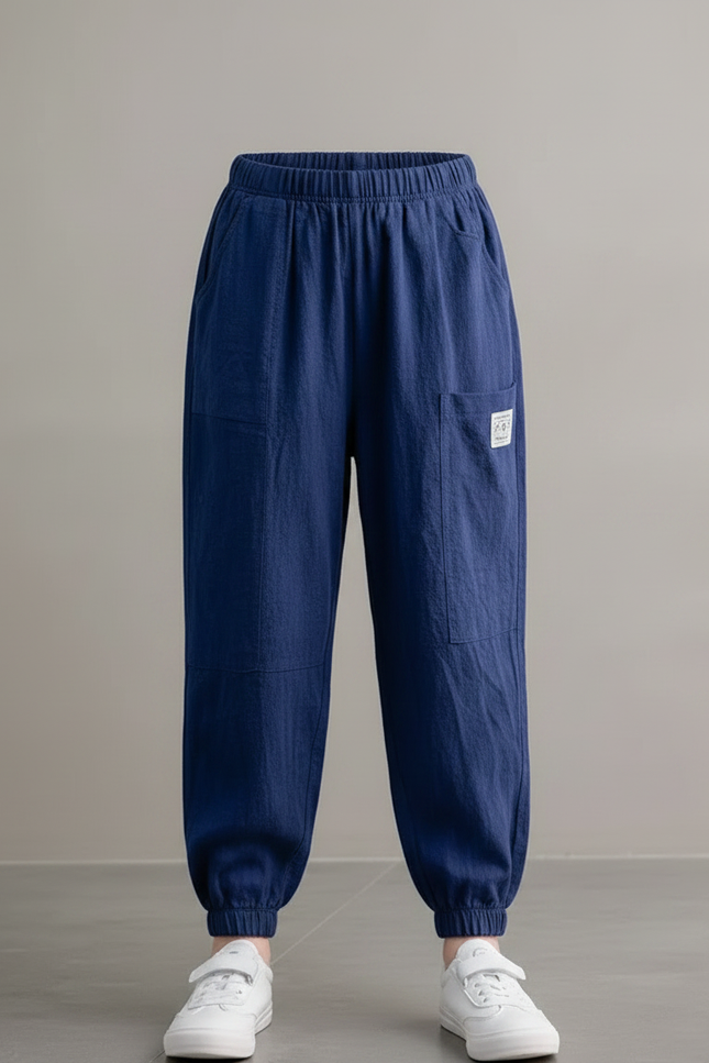 Pantalon Chinois Bleu Ample Lin Enfant Décontracté - vue 3