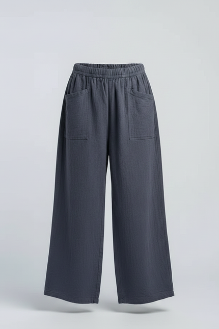 Pantalon Chinois Gris Ample Coton Lin Enfant - vue 3