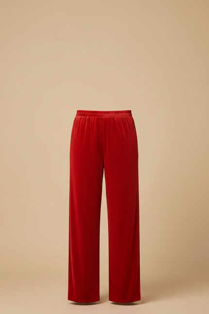 Pantalon Chinois Velours Rouge Ample Décontracté Femme - vue 3