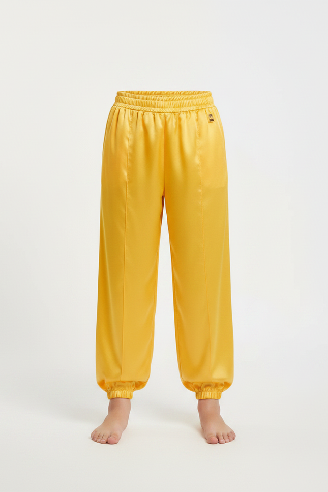 Pantalon Chinois Jaune Satiné Fluide Enfant Traditionnel - vue 3