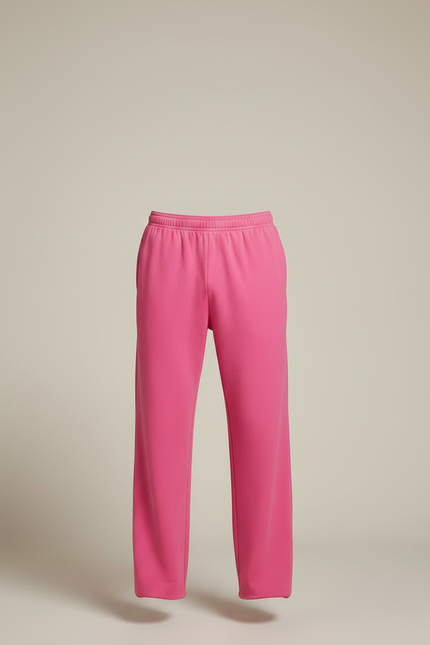 Pantalon Chinois Rose Vif Ample Coton Décontracté - Molleton - vue 3