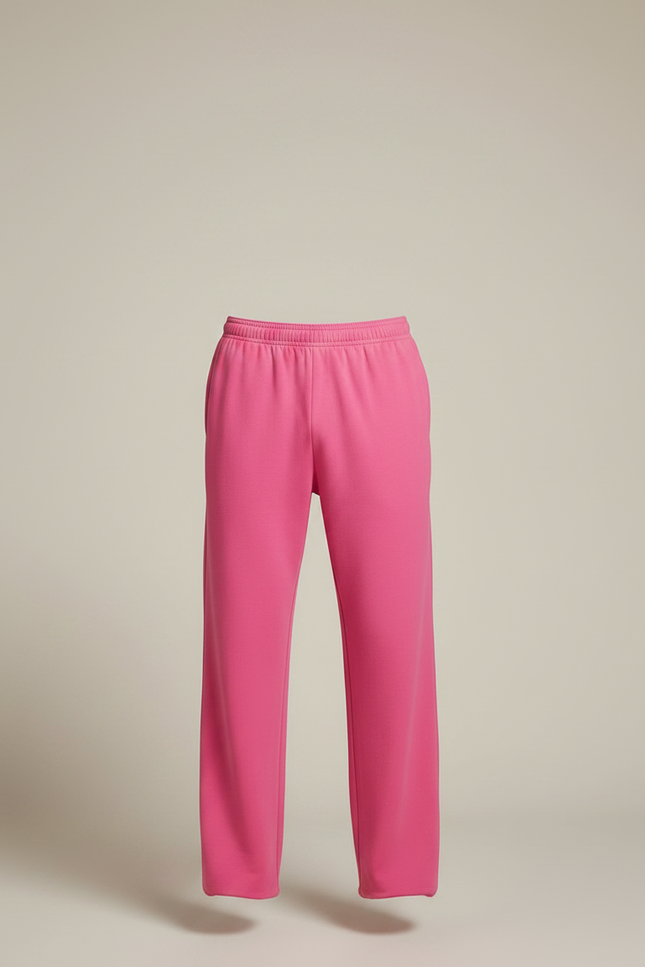 Pantalon Chinois Rose Vif Ample Coton Décontracté - Molleton - vue 3