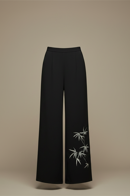 Pantalon Chinois Noir Ample Bambou Fluide Femme - Viscose - vue 3