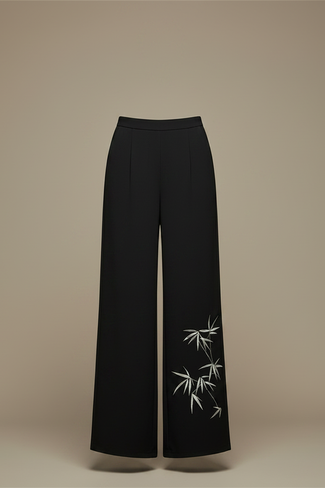 Pantalon Chinois Noir Ample Bambou Fluide Femme - Viscose - vue 3