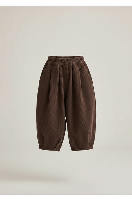 Pantalon Chinois Marron Côtelé Ample Enfant Hiver - Cordé - vue 3