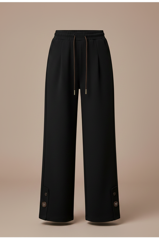 Pantalon Chinois Noir Ample Velours Boutons Fille - Molleton - vue 3