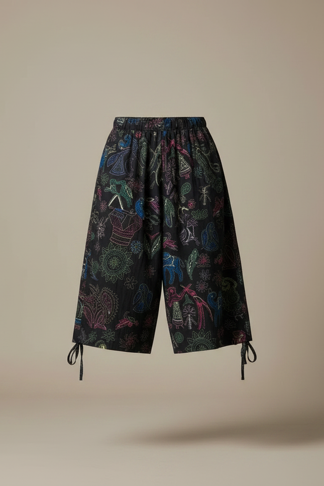 Pantalon Chinois Noir Ample Brodé Ethnique Décontracté Homme - Coton - vue 3
