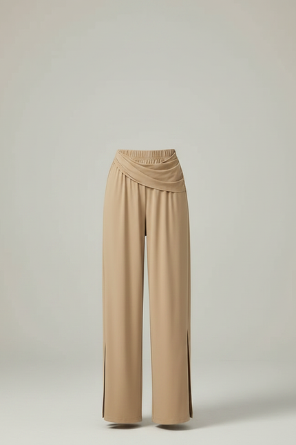 Pantalon Chinois Beige Fluide Fendu Femme - Viscose - vue 3