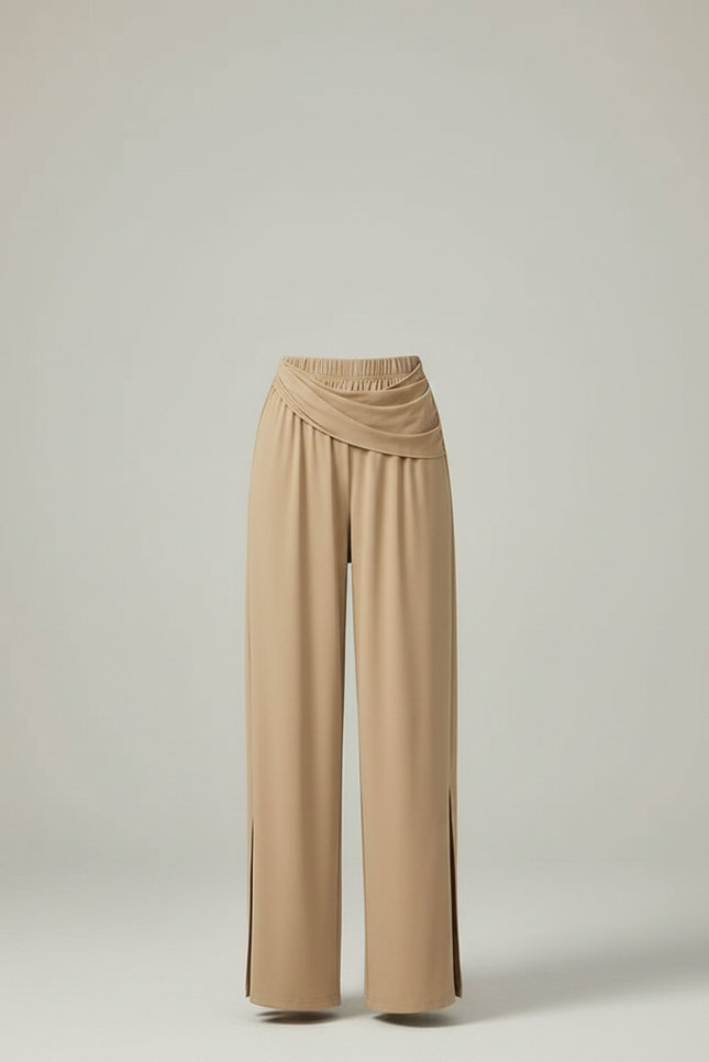 Pantalon Chinois Beige Fluide Fendu Femme - Viscose - vue 3