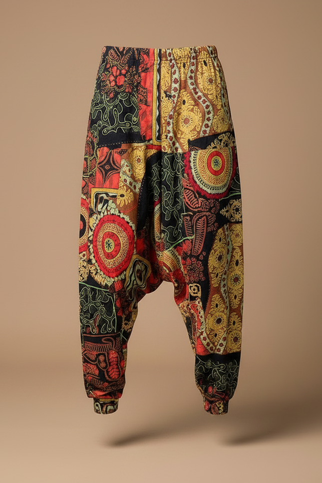 Pantalon Chinois Harem Imprimé Ethnique Fluide Coton Homme - Multicolore - vue 3