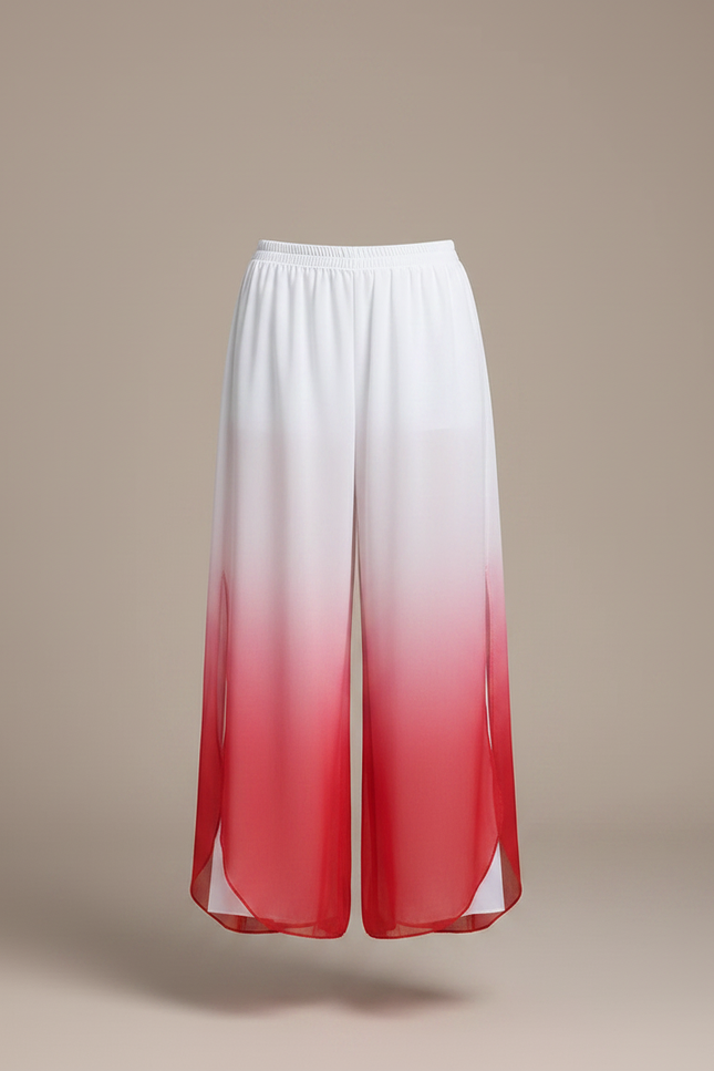 Pantalon Chinois Blanc Rouge Dégradé Fluide Large - Multicolore Polyester - vue 3
