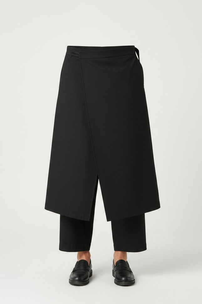 Pantalon Chinois Noir Droit Cropped Streetwear Décontracté - Polyester - vue 3