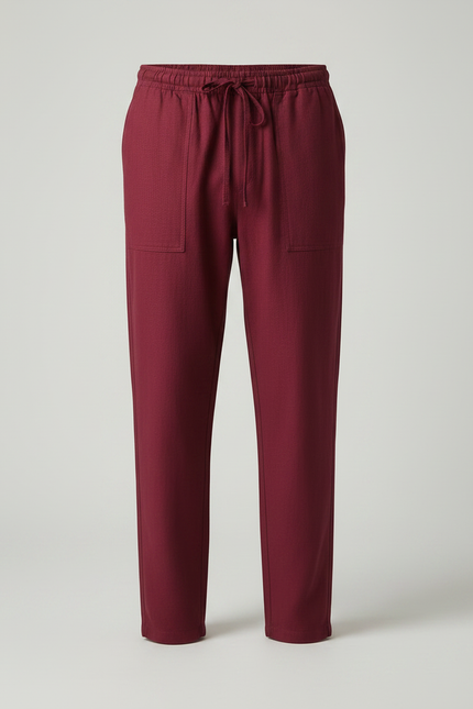 Pantalon Chinois Bordeaux Coton Ample Cordon Homme - vue 3