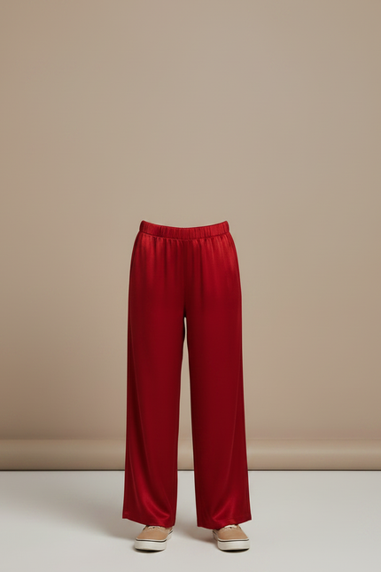Pantalon Chinois Rouge Satiné Ample Fluide Enfant - vue 3