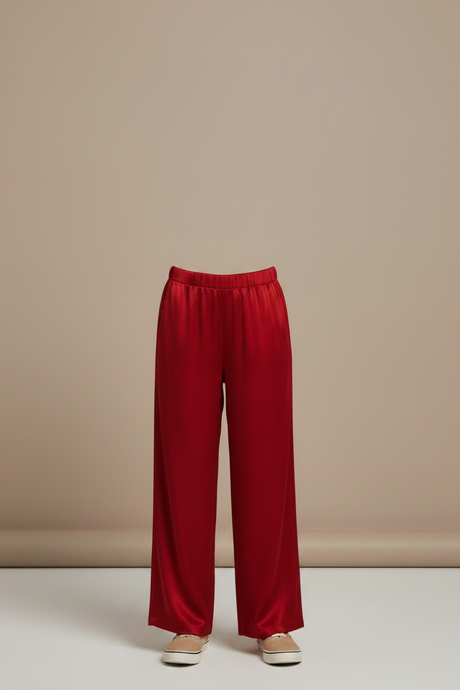 Pantalon Chinois Rouge Satiné Ample Fluide Enfant - vue 3