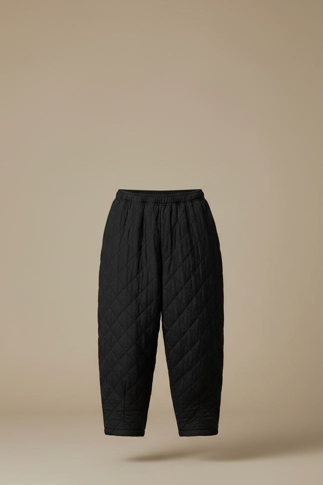 Pantalon Chinois Matelassé Noir Ample Hiver - Polyester - vue 3