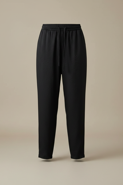 Pantalon Chinois Noir Fluide Ample Décontracté Femme - Viscose - vue 3