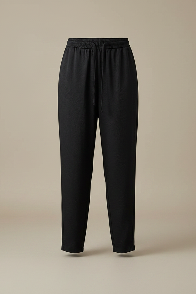Pantalon Chinois Noir Fluide Ample Décontracté Femme - Viscose - vue 3