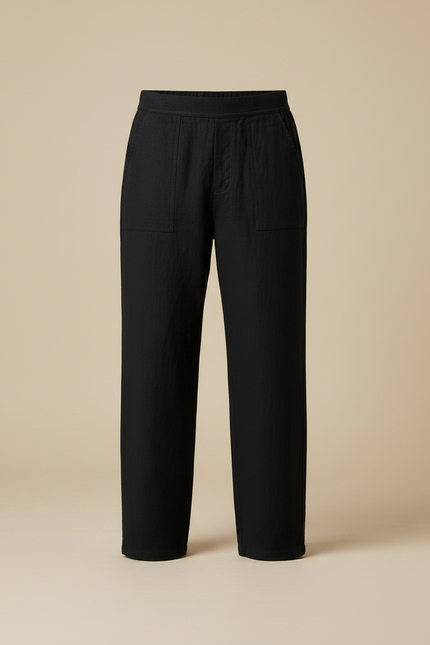 Pantalon Chinois Noir Ample Coton Homme Confortable - vue 3
