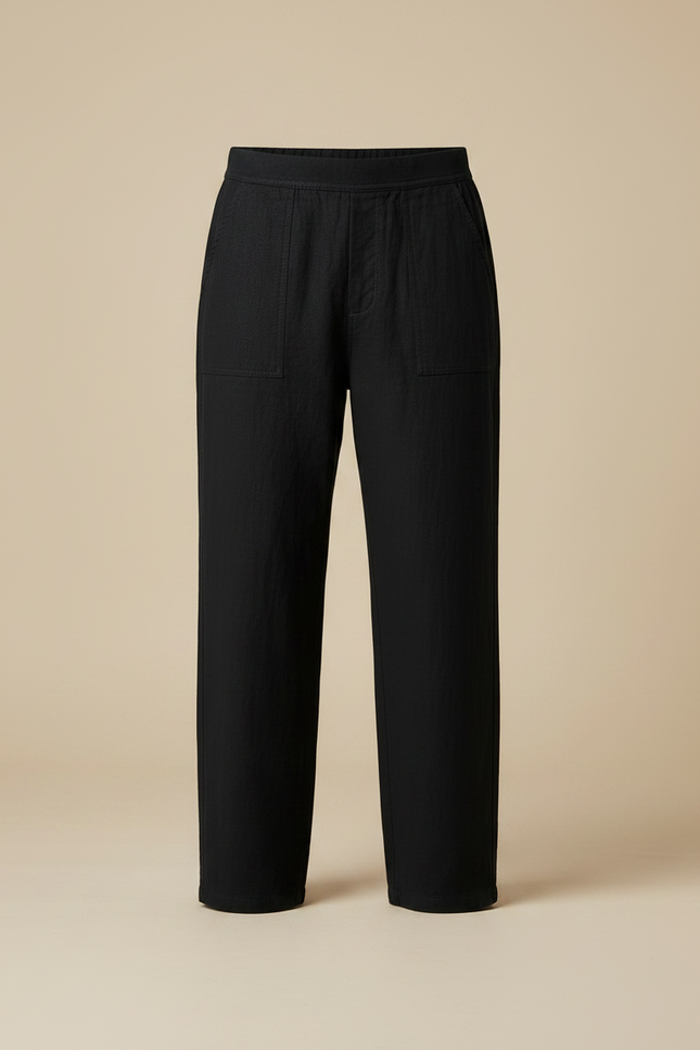 Pantalon Chinois Noir Ample Coton Homme Confortable - vue 3