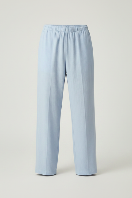 Pantalon Chinois Bleu Ciel Ample Lin Léger Décontracté - vue 3