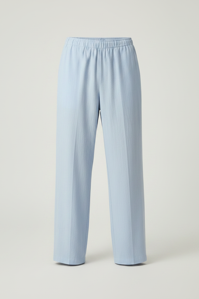 Pantalon Chinois Bleu Ciel Ample Lin Léger Décontracté - vue 3