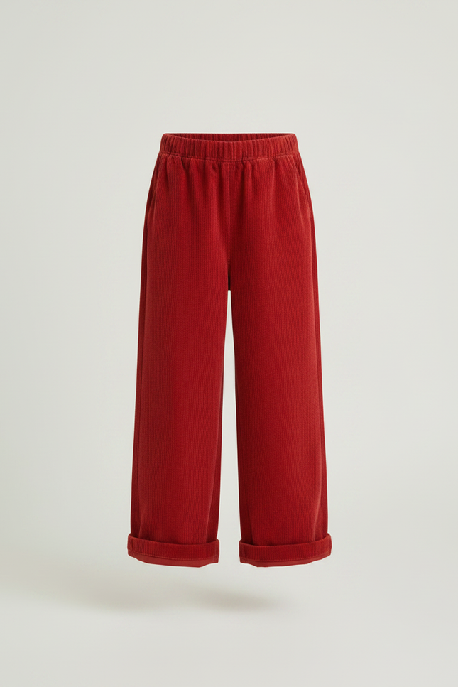 Pantalon Chinois Rouge Côtelé Ample Enfant - Cordé - vue 3