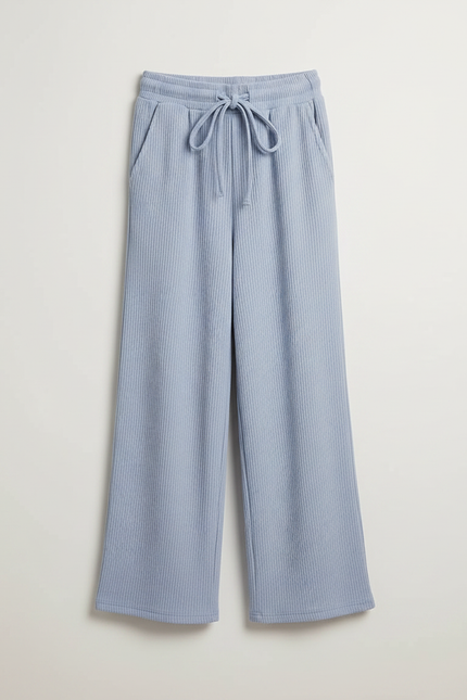 Pantalon Chinois Bleu Ciel Côtelé Ample Confortable Fille - Maille - vue 3