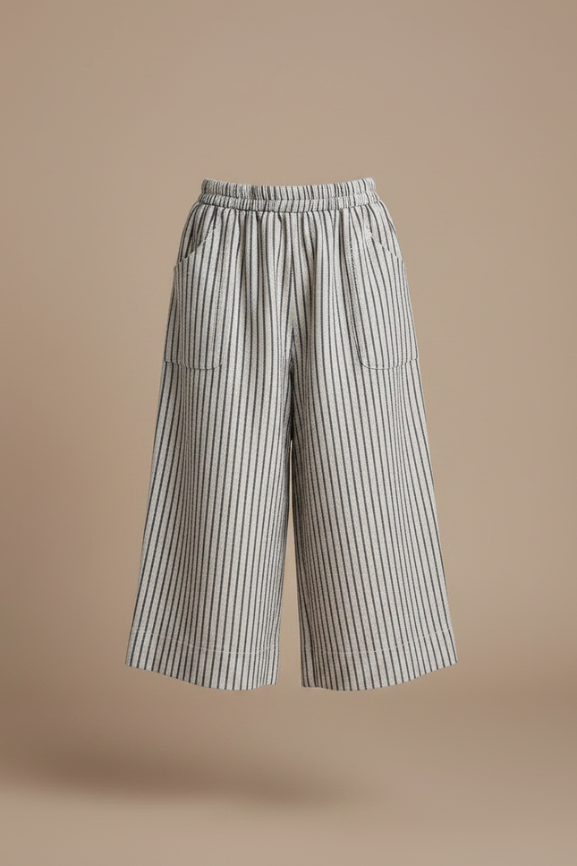 Pantalon Chinois Rayé Coton Ample Décontracté Fluide - Imprimé - vue 3